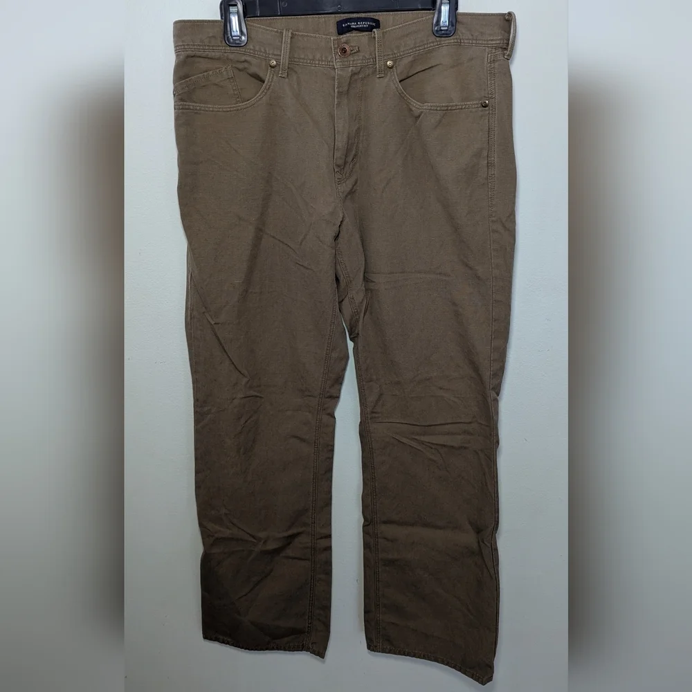 Banana Republic Straight Fit Chino Pants Brown Linen Cotton Men's Size 32x30